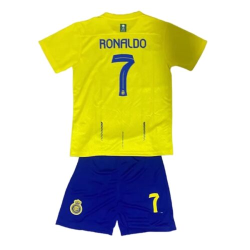 Al Nassr FC Cristiano Ronaldo 7 Barn Hjemme Draktsett 2023 2024 Fotballdrakter