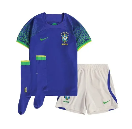 Brasil Barn Borte Draktsett 2022 Fotballdrakter