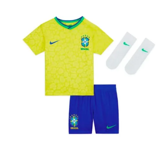 Brasil Barn Hjemme Draktsett 2022 Fotballdrakter