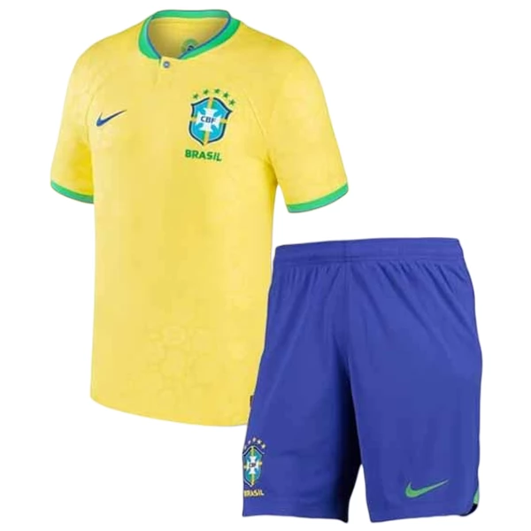 Brasil Barn Hjemme Draktsett 2022 Fotballdrakter