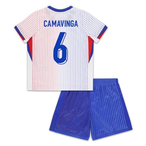 Frankrike Camavinga 6 Barn Borte Draktsett 2024 Fotballdrakter