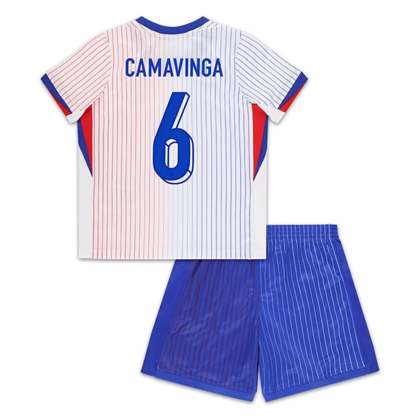 Frankrike Camavinga 6 Barn Borte Draktsett 2024 Fotballdrakter