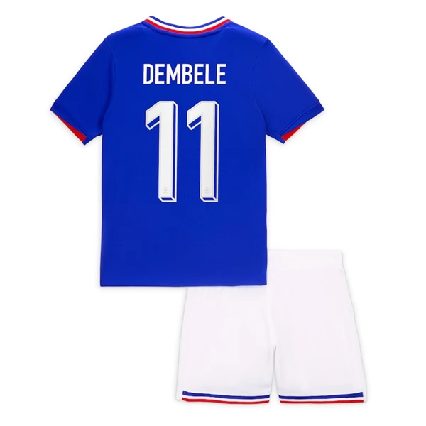 Frankrike Dembele 11 Barn Hjemme Draktsett 2024 Fotballdrakter