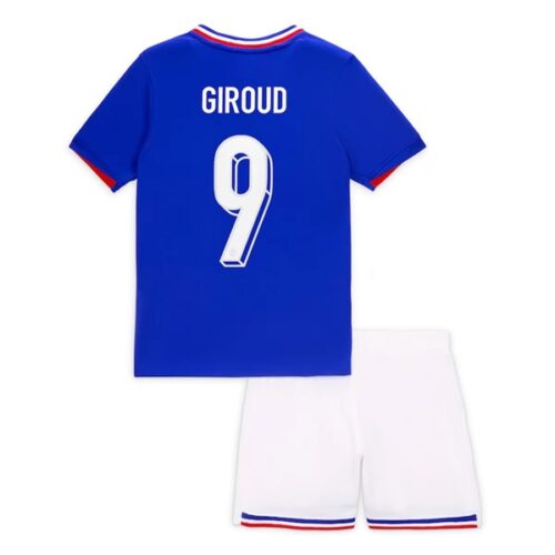Frankrike Giroud 9 Barn Hjemme Draktsett 2024 Fotballdrakter