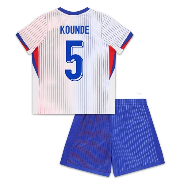 Frankrike Kounde 5 Barn Borte Draktsett 2024 Fotballdrakter
