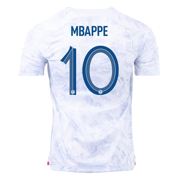 Frankrike Kylian Mbappé 10 Bortedrakt 2022 Fotballdrakter