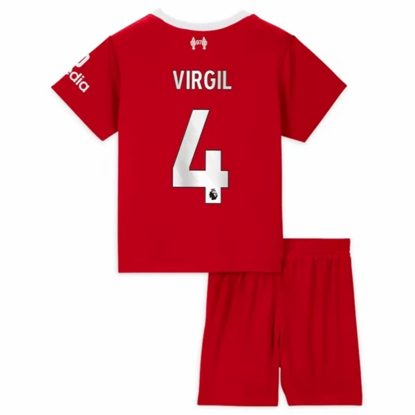 Liverpool Virgil van Dijk 4 Barn Hjemme Draktsett 2023 2024 Fotballdrakter