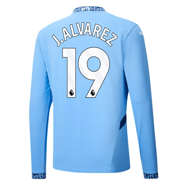 Manchester City J. Alvarez 19 Hjemmedrakt 2024-25 Fotballdrakter – Langermet