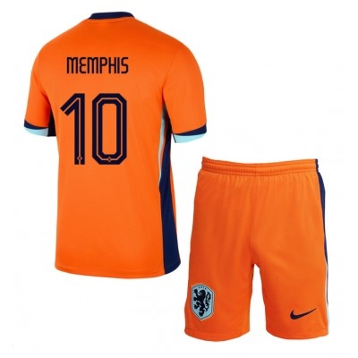 Niederlande Memphis 10 Barn Hjemme Draktsett 2024 Fotballdrakter