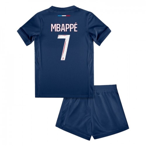 Paris Saint Germain PSG Kylian Mbappé 7 Barn Hjemme Draktsett 2024 2025 Fotballdrakter