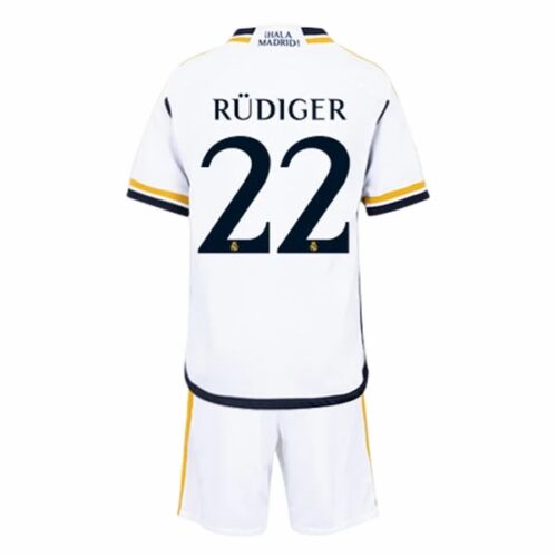 Real Madrid Antonio Rüdiger 22 Barn Hjemme Draktsett 2023 2024 Fotballdrakter