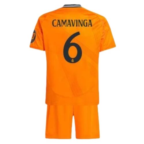 Real Madrid Camavinga 6 Barn Borte Draktsett 2024 25 Fotballdrakter