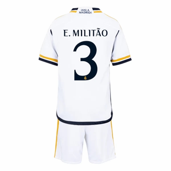 Real Madrid E. Militao 3 Barn Hjemme Draktsett 2023 2024 Fotballdrakter