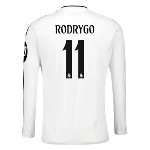 Real Madrid Rodrygo 11 Hjemmedrakt 2024 25 Fotballdrakter Langermet