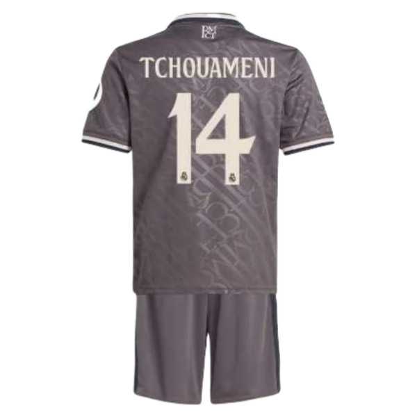Real Madrid Tchouaméni 14 Barn Tredje Draktsett 2024-25 Fotballdrakter