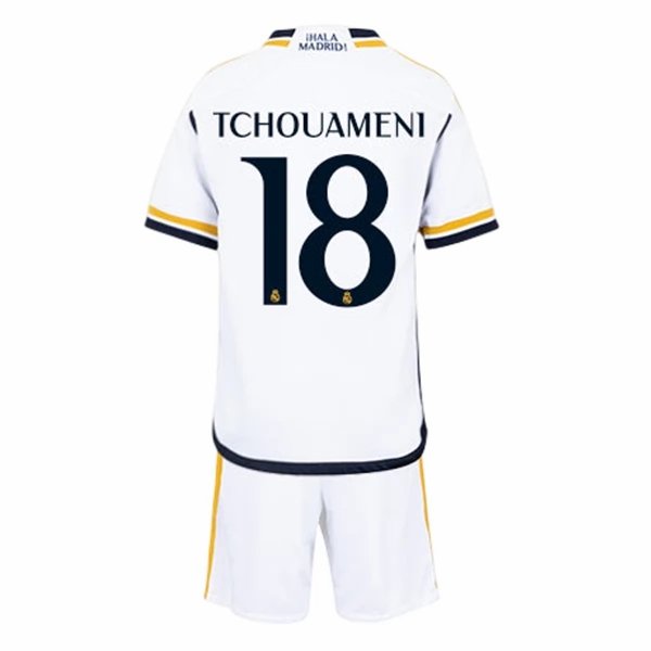 Real Madrid Tchouameni 18 Barn Hjemme Draktsett 2023 2024 Fotballdrakter