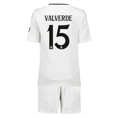 Real Madrid Valverde 15 Barn Hjemme Draktsett 2024 25 Fotballdrakter