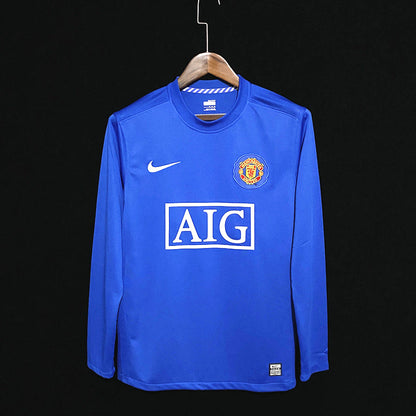 Retro 07-08 Manchester United Borte Fotballdrakter Langermet