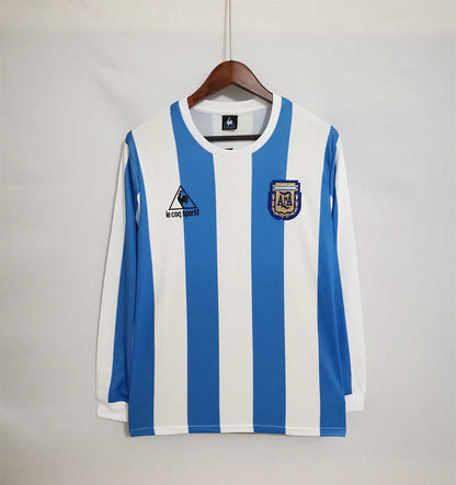 Retro 1986 Argentina Hjemme Fotballdrakter Langermet
