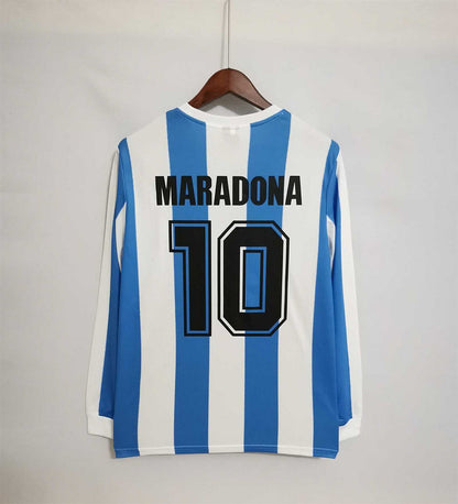 Retro 1986 Argentina Hjemme Fotballdrakter Langermet