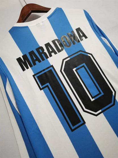 Retro 1986 Argentina Hjemme Fotballdrakter Langermet