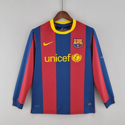 Retro Barcelona Langermet 10-11UEFA Champions League Hjemme Fotballdrakter