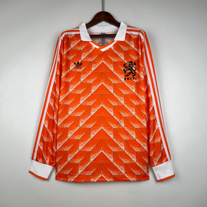 Retro Langermet Holland 1988 Hjemme Fotballdrakter