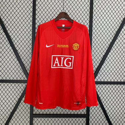 Retro Langermet M-U 07-08 Champions League version Hjemme Fotballdrakter