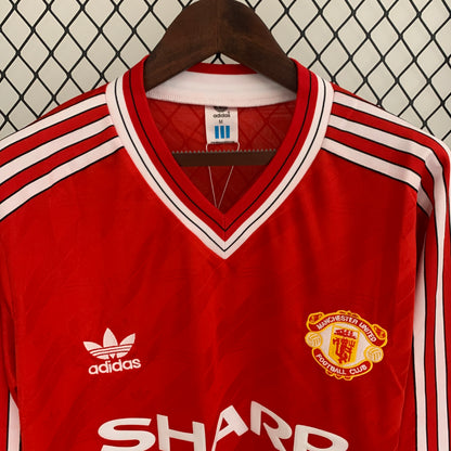 Retro Langermet M U 86 88 Hjemme Fotballdrakter